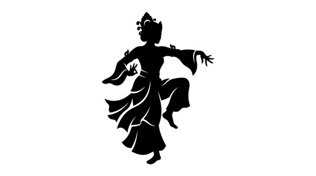 Graceful Silhouette of a Traditional Asian Dancer