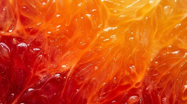 Macro view of juicy blood orange pulp reveals intricate organic textures and vibrant citrus details for food photography and design assets.