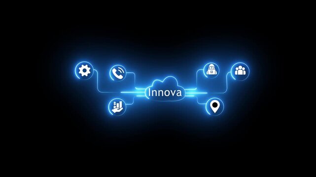 Digital cloud innovation network infographic with glowing business and connectivity lines cloud computing