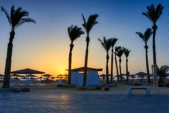 Coastline of the Red Sea in Marsa Alam at sunrise, Egypt