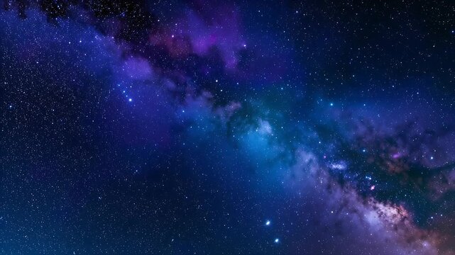 Brilliant purple and blue Milky Way starfield drifting in deep space
