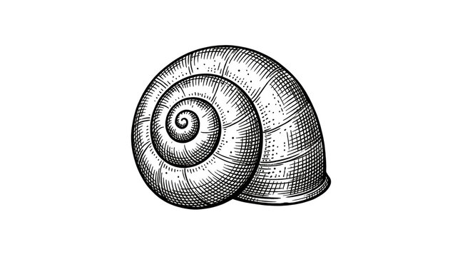 Vintage style illustration of a snail shell isolated on transparent background