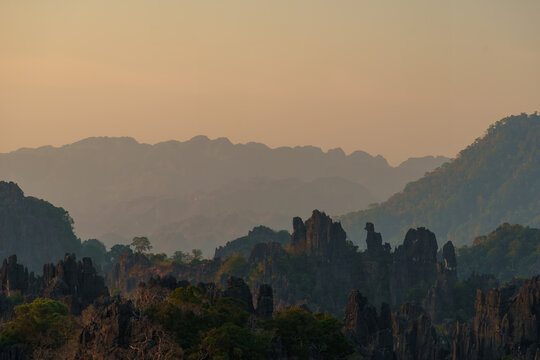 Jagged Karst Pinnacles in Warm Hazy Light