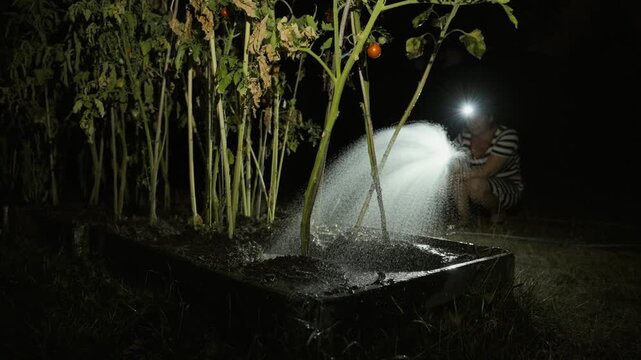 Watering a garden secretly when it is forbidden during a drought
