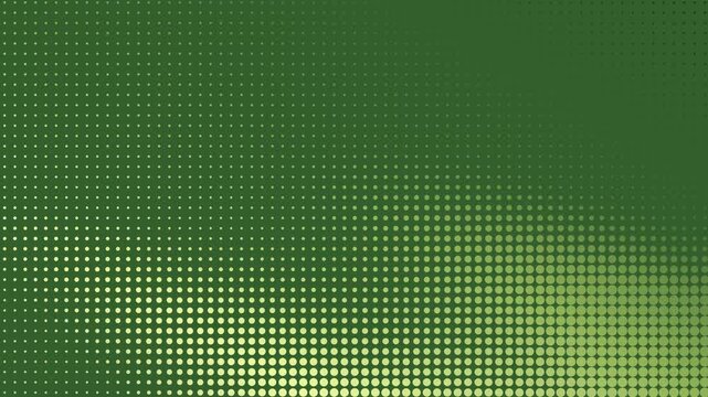 Green halftone dots pattern moving on abstract digital background for modern motion graphics