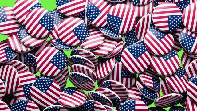 American flag buttons on a green screen