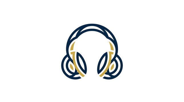 Minimalist abstract headphones logo icon design