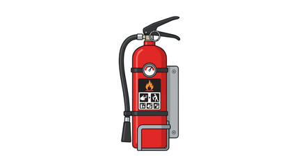 Obraz premium Red Fire Extinguisher Mounted on a Wall Bracket Safety Equipment