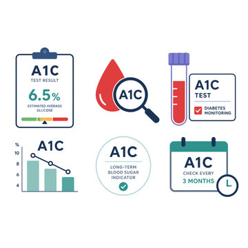 A1C Blood Sugar Test Icon. 

Simple A1C test icon representing long-term blood glucose monitoring, diabetes screening and glycemic control.