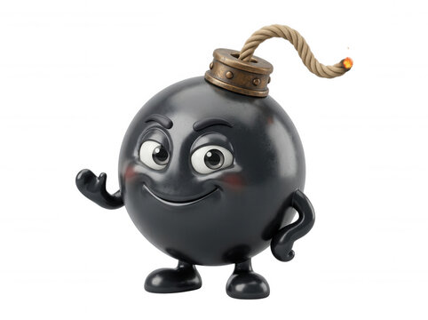 Cartoon bomb mascot smiling expression isolated on a transparent background smile