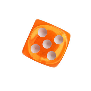Orange dice on white background