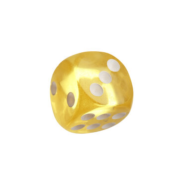 Yellow dice on white background
