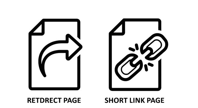 Redirect page and short link page line icons set depicting website navigation concepts with redirect navigation internet connection communication