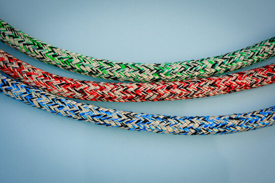 Modern sailing rope, colourful spool of Double Braided covered Dyneema strong ropes for Sailing.