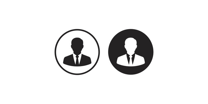 Businessman user avatar icons in circular frame for professional profile and contact identity.