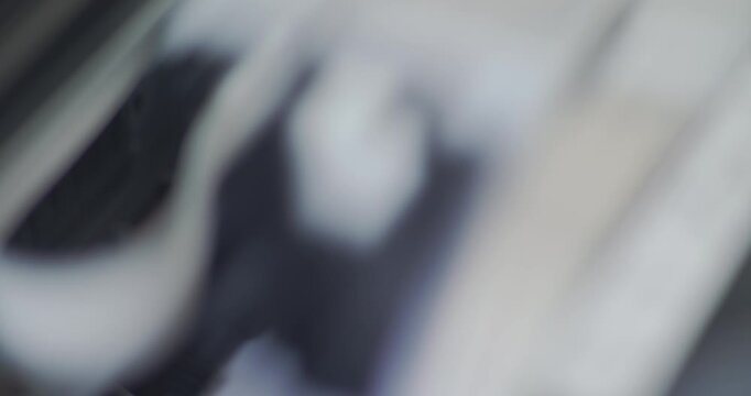 Close up detail of inside working printer while printing