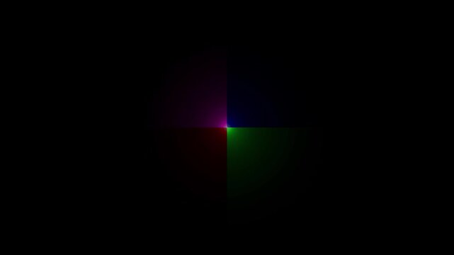 Minimalist abstract background, with pulsing rgb, color quadrants and, soft light glow