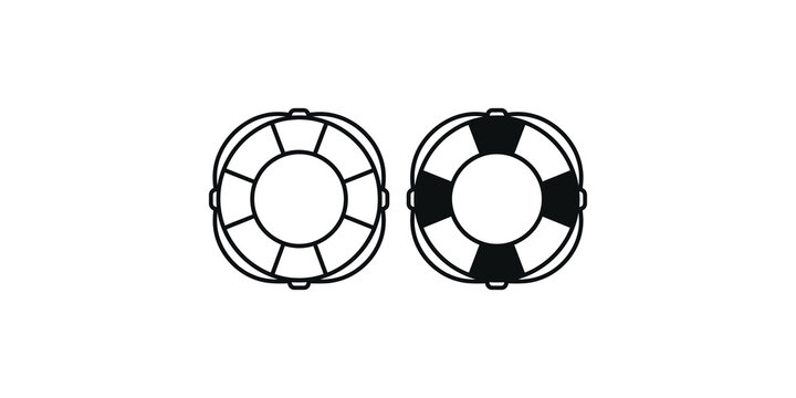 Lifebuoy nautical safety ring icons for maritime emergency and rescue equipment.