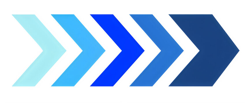 Modern blue gradient chevron arrows pointing right on white background