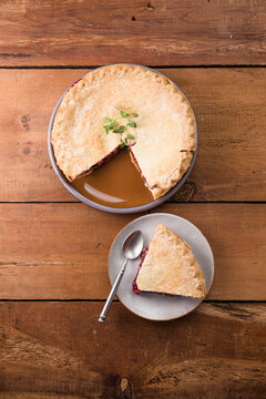 Homemade Organic Cherry Pie with berry. American pie