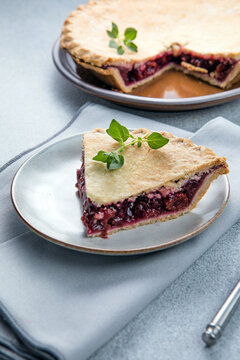 Homemade Organic Cherry Pie with berry. American pie