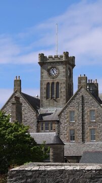 Panoramic skyline view of Lerwick, Shetland Scotland British Islands with medieval houses and architecture