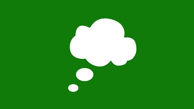 Thinking cloud chat speech bubble animated video, on alpha channel transparent background 4k animation.