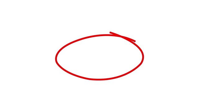 Red circle marker drawing, hand-drawn highlighter scribble, grunge marker pen style. Сopy space. Transparent background 4k animation.