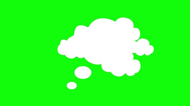 Thinking cloud chat speech bubble animated video, on alpha channel transparent background 4k animation.