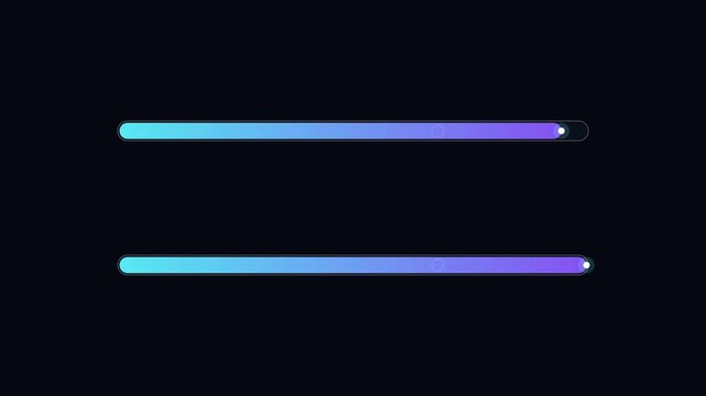Futuristic loading bar animation, neon gradient progress indicator, glowing digital interface element for software and gaming