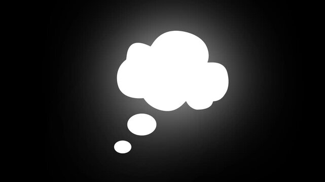 Thinking cloud chat speech bubble animated video, on alpha channel transparent background 4k animation.