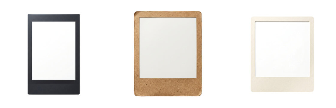 Blank Photo Frame Set Black Wood Polaroid Mockup