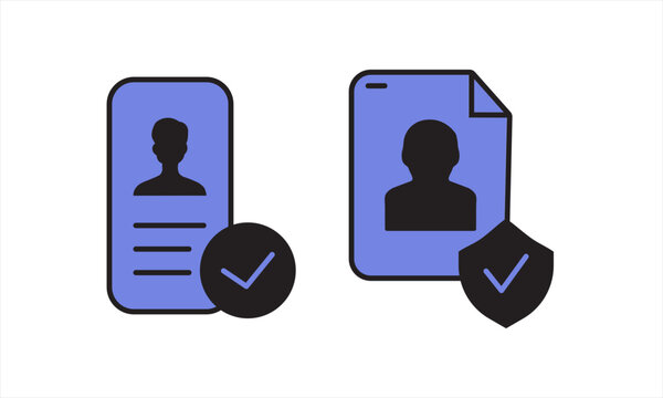 identity verification icon set -digital ID, verified user profile and secure document vector icon