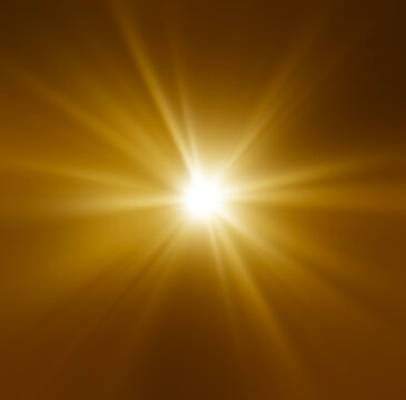 abstract photo of light burst among trees and glitter bokeh. image is blurred. yellow golden bokeh pattern background. Real optical lens flare on black backdrop. sunrays, sun rays beam, burst, sunbeam