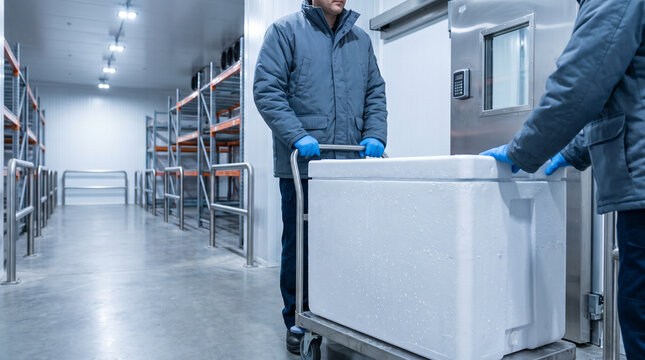 Cold chain team receives a sealed medicine tote at dock