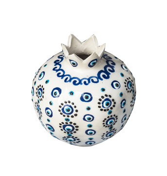 Greek souvenir ceramic pomegranate with a pattern - the Eye of Fatima