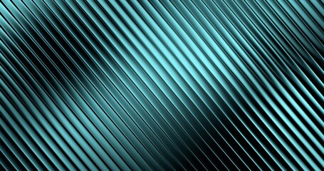 Obraz premium Cool turquoise glow flowing through diagonal ribbed glass with soft gradients and modern optical depth