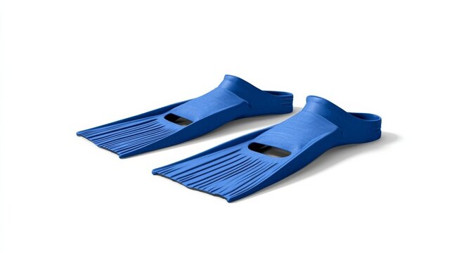 Swimming fins flippers elevated view on white background