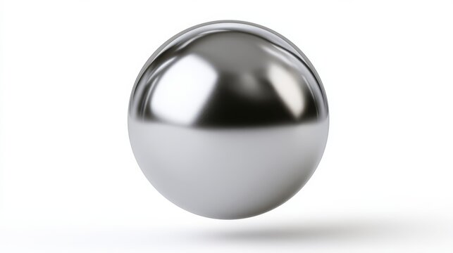 Polished steel shot put ball isolated on white surface
