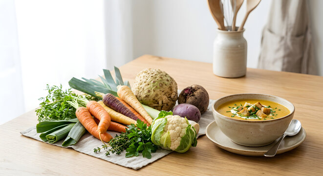 Unf&ouml;rmiges Gem&uuml;se wird zu cremiger Suppe