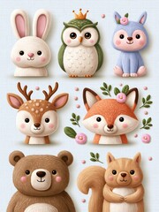 Fototapeta premium Adorable Woodland Forest Animal Characters for Children's Illustrations and Designs