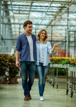Couple Shopping for Flowers.
