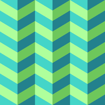 Blue and green seamless chevron pattern with 3D effect repeating background vector