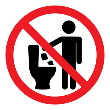 Do not flush or do not put in toilet red circle warning sign vector