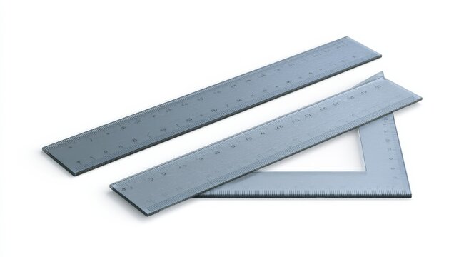 Clear ruler and triangle displayed on bright white surface