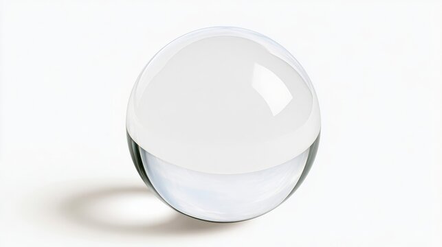 Crystal glass sphere paperweight on clean white surface