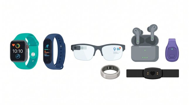 Set of modern wearable technology devices