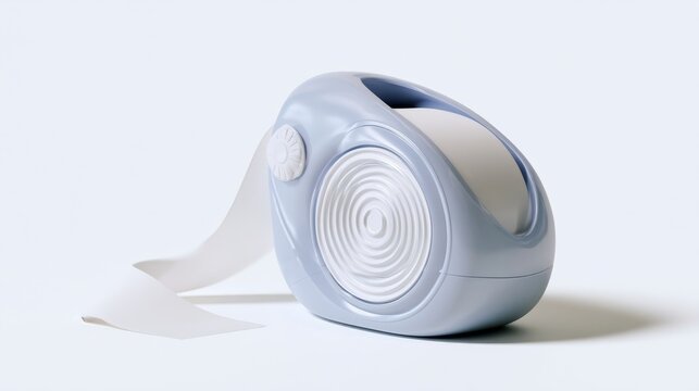 White correction tape roller macro on clean white surface