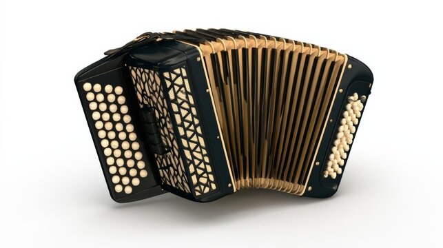 Classic button accordion instrument on white background