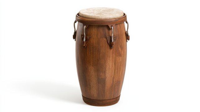 Conga percussion drum displayed on bright white surface